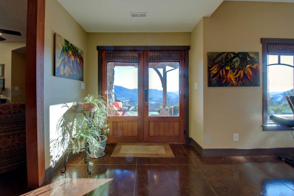 View from inside foyer of mountain home