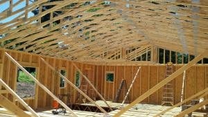 Wooden house frame during construction